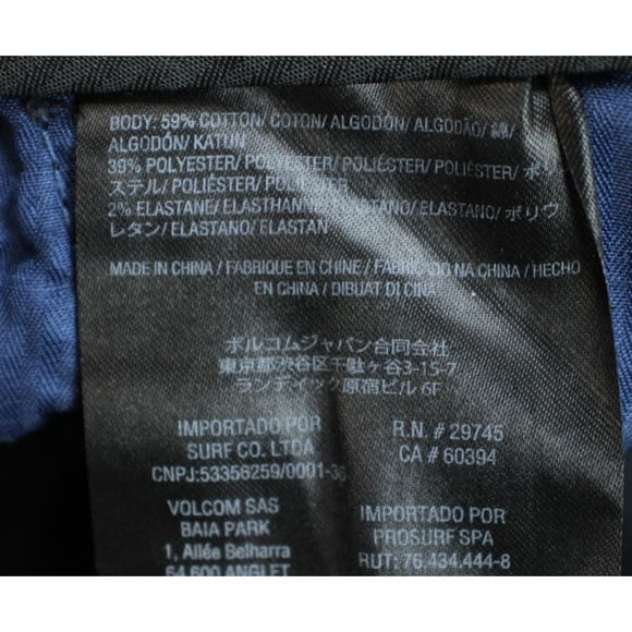 Volcom Short Mens 38 Navy Blue Cotton Blend Chino - Picture 4 of 6